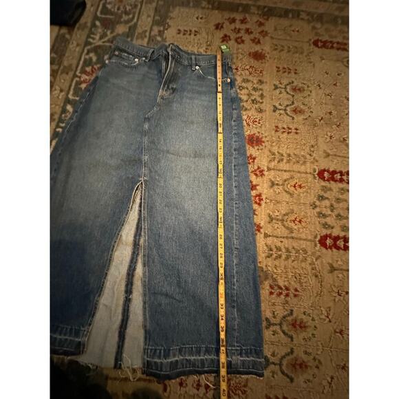 NWT Gap Women's Blue High Rise Indigo Frayed Hem Denim Maxi Skirt Size 14 - Picture 4 of 14